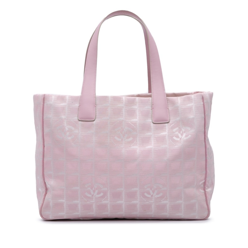 CHANEL Pink CC logo Travel Ligne Tote